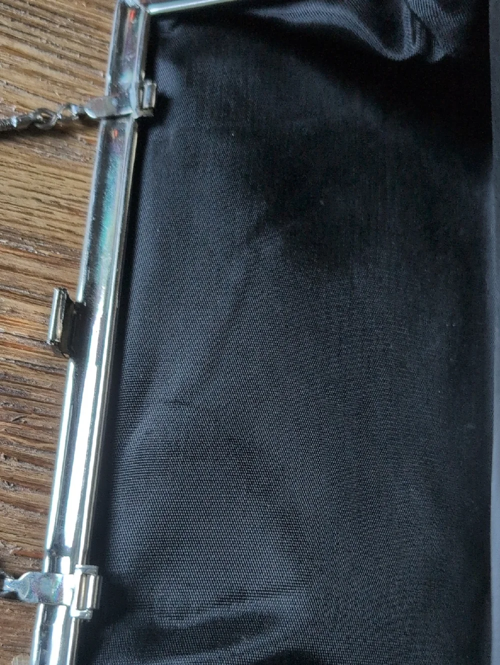 Vintage Black Evening Clutch with Silver Chain Handle - Picture 7 of 8